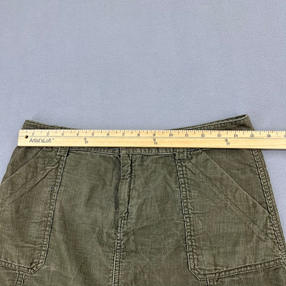 Eddie Bauer Womens Green Corduroy A-Line Skirt Size 6 Cotton Utility Pocket - Picture 4 of 10